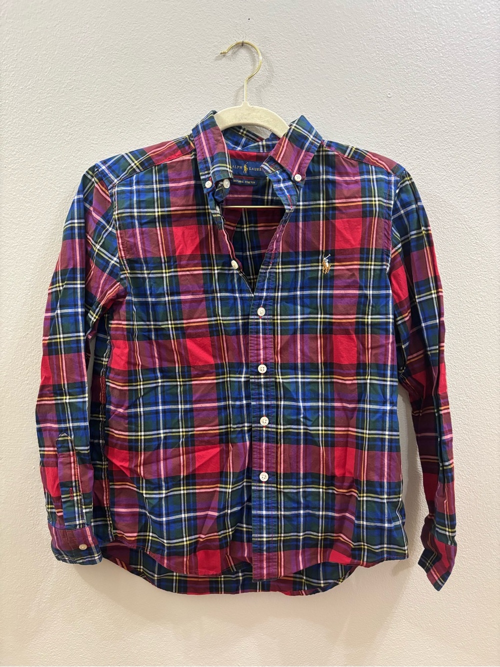 Ralph Lauren Red and Blue Plaid Button-Down Shirt